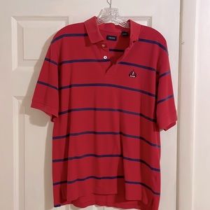 IZOD Polo shirt, Large, Red w/ Blue stripes
